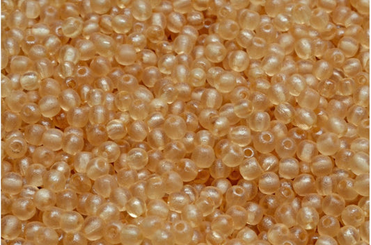 Round Druck Beads, Crystal Etched Luster Brown Full Coated (00030-etch-14413), Glass, Czech Republic