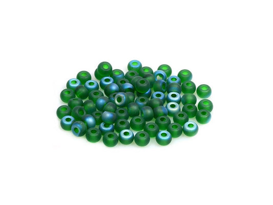 OUTLET 10 grams Big Rocaille Pressed Beads, Transparent Green Emerald 28371 (50060-28371), Glass, Czech Republic