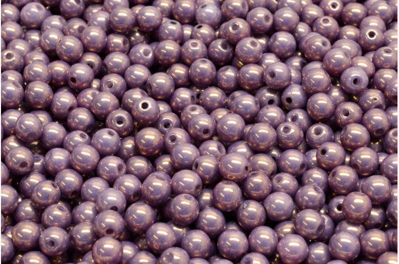 Round Druck Beads, White Opal Bronze (02020-14415), Glass, Czech Republic