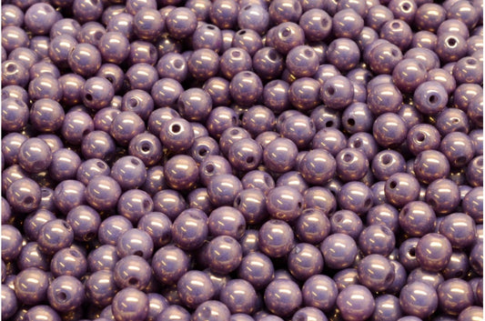 Round Druck Beads, White Opal Bronze (02020-14415), Glass, Czech Republic