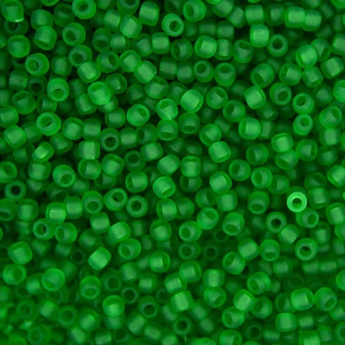 TOHO Round Glass Seed Beads, Transparent Frosted Grass Green (#7BF), Glass, Japan