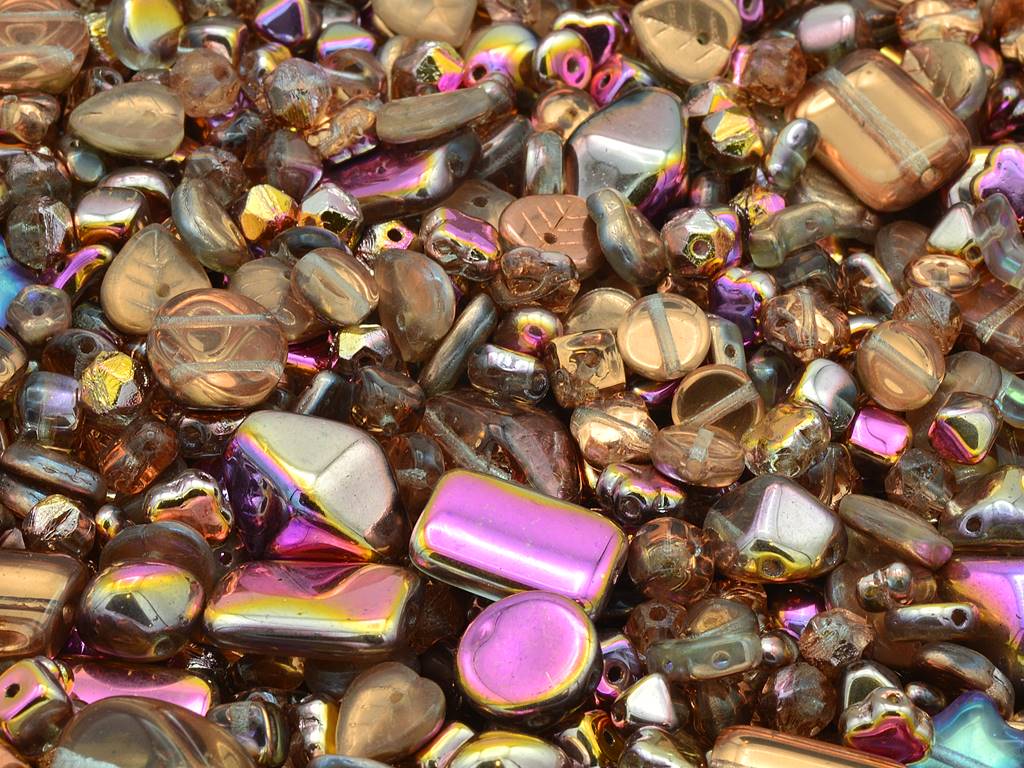 One Color Mix of Pressed Beads, Crystal Capri Gold (00030-27137), Glass, Czech Republic