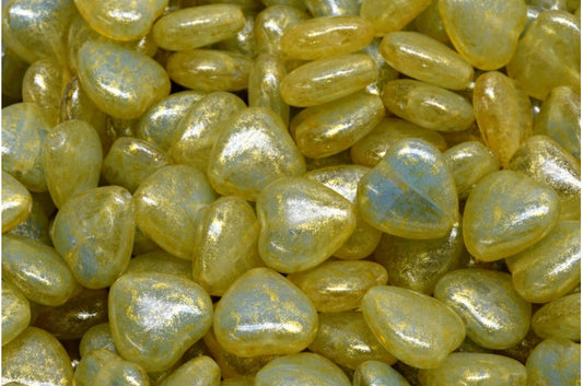 ハートビーズ、R0331 ライトイエロー (R0331-34302)、ガラス、チェコ共和国