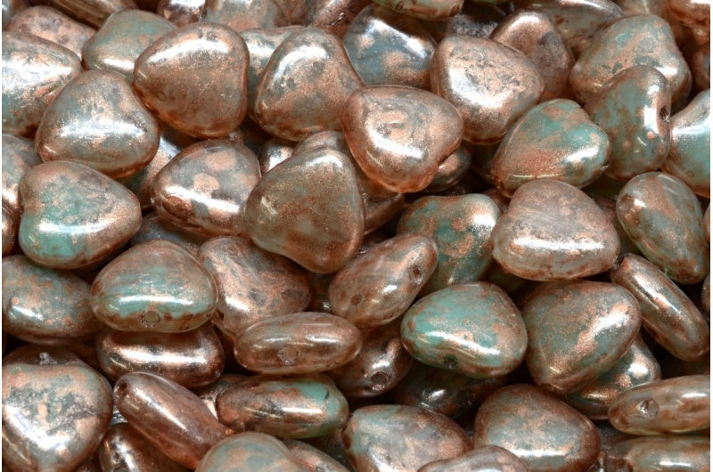 ハートビーズ、R0631 コッパースプラッシュ（R0631-86750）、ガラス、チェコ共和国