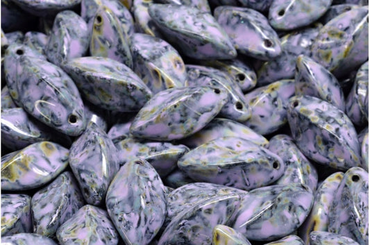 Twist Beads, Black Travertin Cold Purple Spotted (23980-86800-33305), Glass, Czech Republic