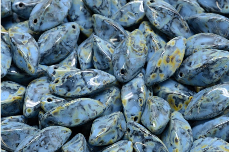 ツイストビーズ、ブラックトラバーチンブルースポット（23980-86800-33308）、ガラス、チェコ共和国