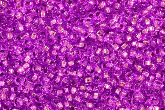 Round Preciosa Ornela Rocailles Seed Beads, Violet Dyed Crystal, Silver Lined (18228), Glass, Czech Republic