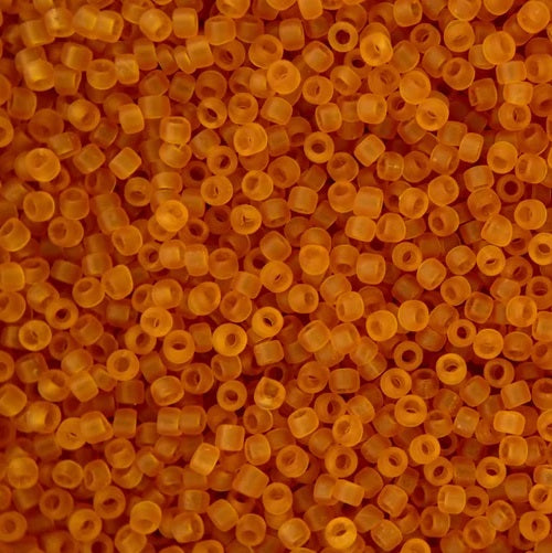 TOHO Round Glass Seed Beads, Transparent Frosted Dark Topaz (#2CF), Glass, Japan