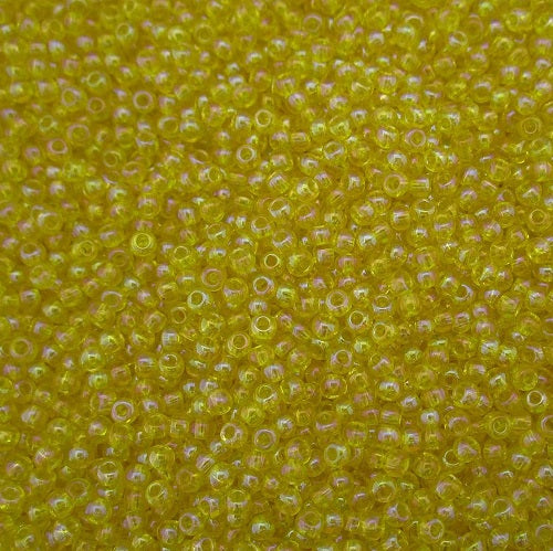 TOHO Round Glass Seed Beads, Transparent Rainbow Lemon (#175), Glass, Japan