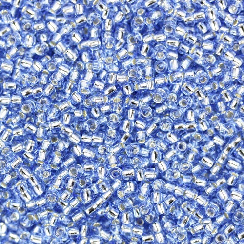 TOHO Round Glass Seed Beads, Silver Lined Lt.Sapphire (#33), Glass, Japan