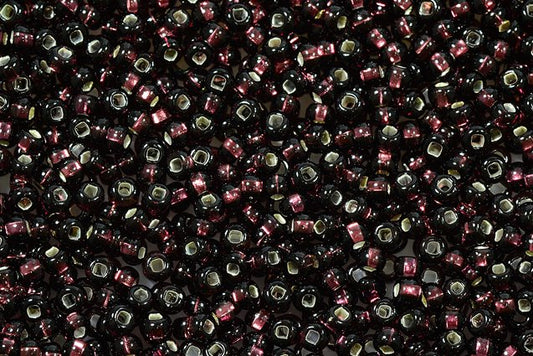 Round Preciosa Ornela Rocailles Seed Beads, Dark Amethyst, Silver Lined (27080), Glass, Czech Republic