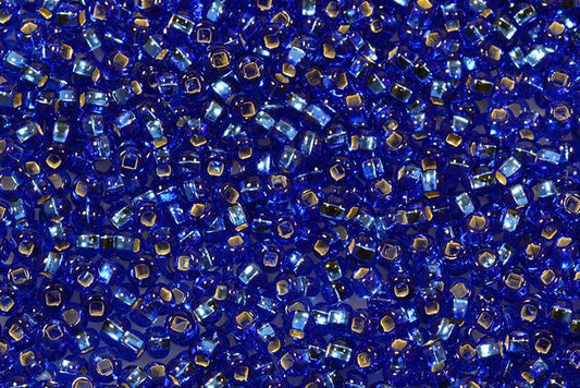 Round Preciosa Ornela Rocailles Seed Beads, Sapphire, Silver Lined (37050), Glass, Czech Republic