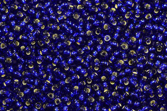 Round Preciosa Ornela Rocailles Seed Beads, Dark Sapphire, Silver Lined (37100), Glass, Czech Republic