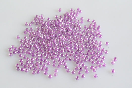 Round Preciosa Ornela Rocailles Seed Beads, Crystal, Colour Lined Violet, Sfinx (38128), Glass, Czech Republic