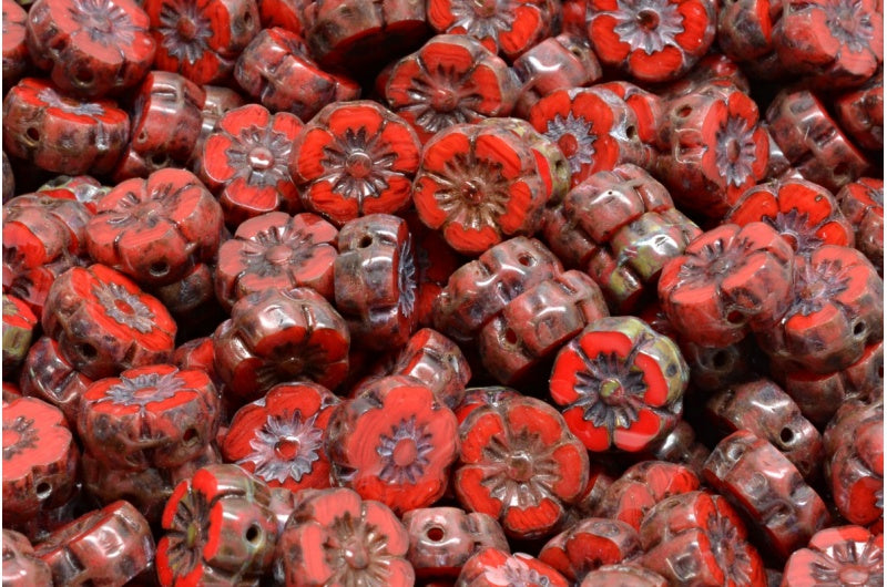 Table Cut Hawaii Flower Beads, R0932 Travertin (R0932-86800), Glass, Czech Republic