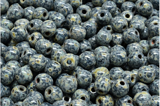 Semi Round Bedas, Black Travertin Beige Travertin Spotted (23980-86800-33301), Glass, Czech Republic