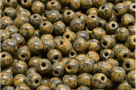 セミラウンドベダス、ブラックトラバーチンオレンジスポット（23980-86800-33302）、ガラス、チェコ共和国