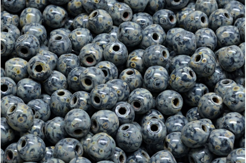 半圆形 Bedas，黑色石灰华米色斑点 (23980-86800-33312)，玻璃，捷克共和国