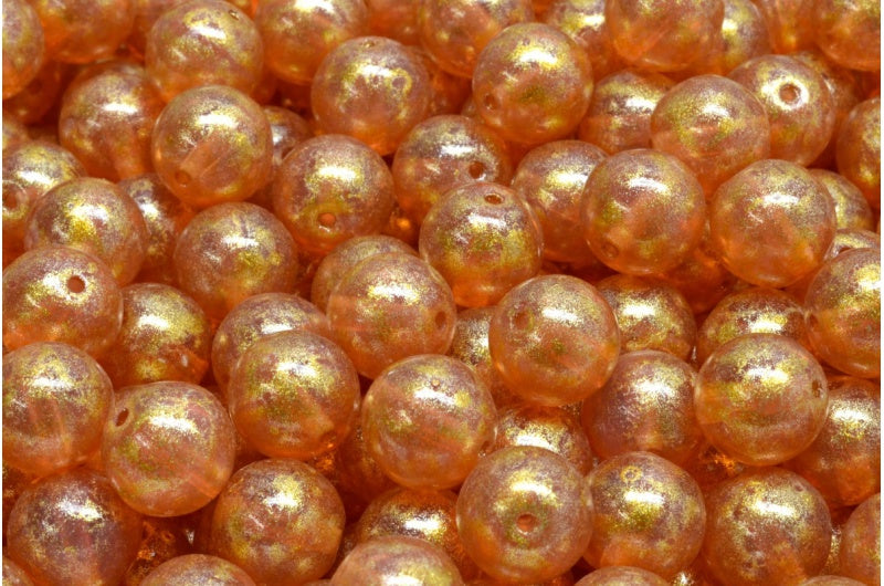 Round Druck Beads, Opal Pink Light Yellow (71010-34302), Glass, Czech Republic