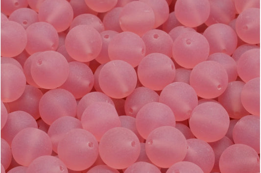 Round Druck Beads, Opal Pink Matte (71010-84100), Glass, Czech Republic