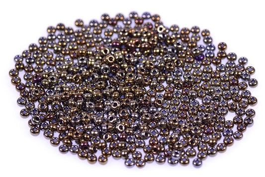 Round Preciosa Ornela Rocailles Seed Beads, Brown Iris (59115), Glass, Czech Republic