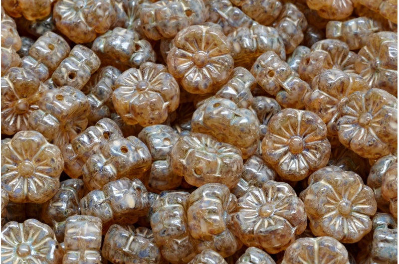 锦葵花，水晶石灰华米色石灰华斑点 (00030-86800-33301)，玻璃，捷克共和国