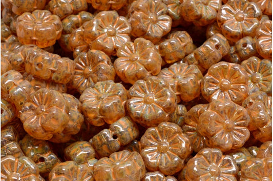 锦葵花，橙色斑点水晶石灰华 (00030-86800-33302)，玻璃，捷克共和国