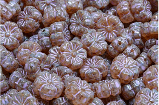 マロウフラワー、クリスタルトラバーチンコールドパープルスポット（00030-86800-33305）、ガラス、チェコ共和国