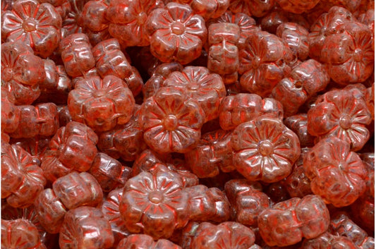 マロウフラワー、クリスタルトラバーチンベージュオレンジスポット（00030-86800-33307）、ガラス、チェコ共和国