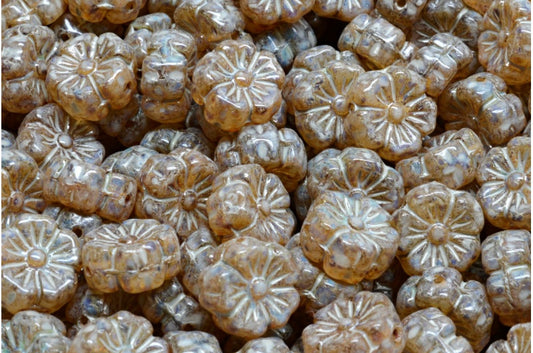 Mallow Flower, Crystal Travertin Beige Spotted (00030-86800-33312), Glass, Czech Republic