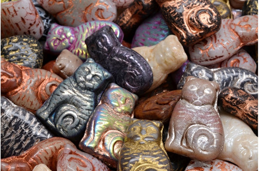 OUTLET 10 grams Cat Beads, 17 x 11 mm, Mixed Colors (mix), Glass, Czech Republic