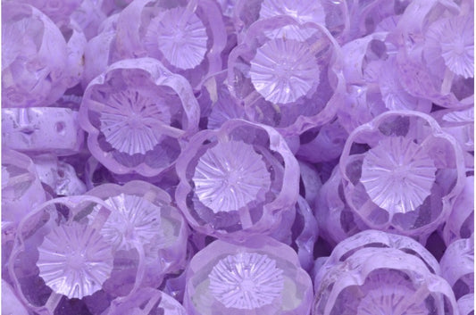 OUTLET 10 grams Table Cut Hawaii Flower Beads, 14 x 14 mm, Crystal Cold Purple Spotted (00030-33305), Glass, Japan