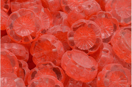 Table Cut Hawaii Flower Beads, Crystal Beige Orange Spotted (00030-33307), Glass, Czech Republic