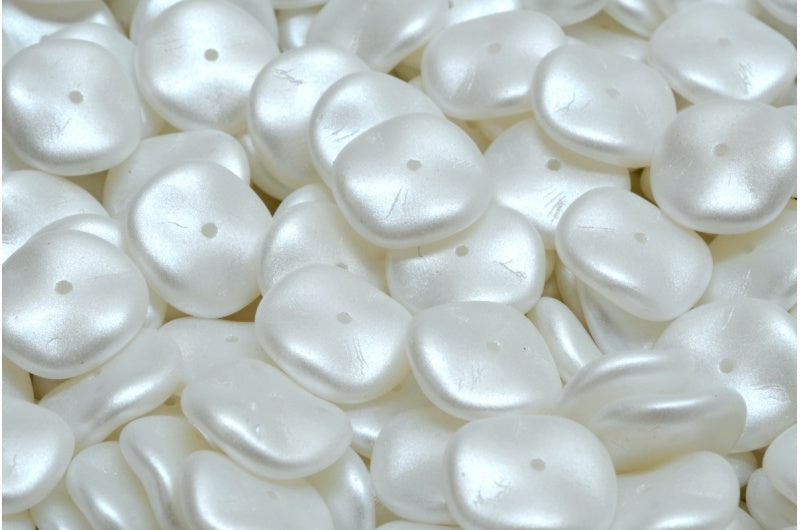 Ripple Beads, White Pearl White (02010-25001), Glass, Czech Republic