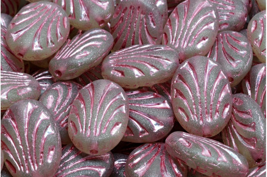 オーバル型、透明グリーンマットピンクライン入り（50500-84100-54321）、ガラス、チェコ共和国