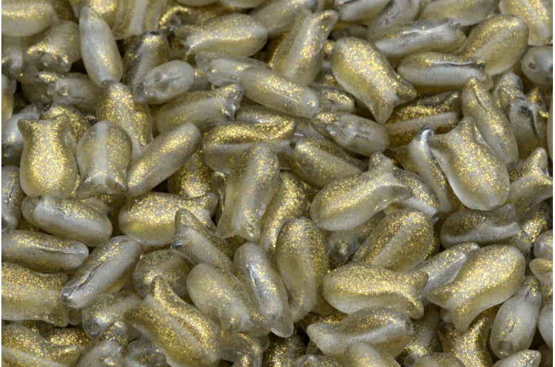 Simple Fish Beads, Crystal Gold (00030-542013), Glass, Czech Republic