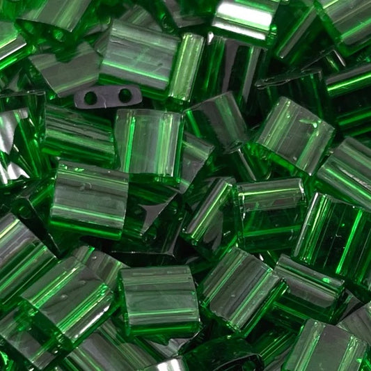 Miyuki Tila / Half Tila / Quater Tila 2-hole Beads, Transparent Green (TL0146), Glass, Japan