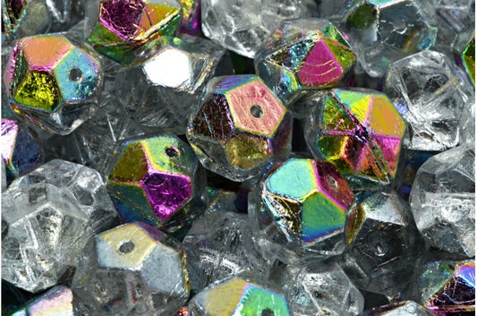 OUTLET 10 grams English Cut Beads, 11 x 11 mm, Crystal Crystal Vitrail Medium Coating (00030-28101), Glass, Czech Republic