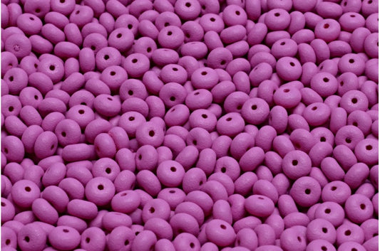 Rondelle Druck 珠子，白色蛋白石亮紫色哑光（02020-22M13），玻璃，捷克共和国