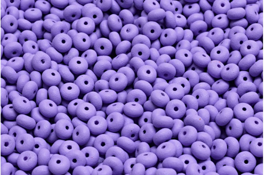 Rondelle Druck Beads, White Opal Bright Purple Matte (02020-22M14), Glass, Czech Republic