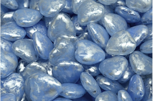 ハートビーズ、R0331 シルバースプラッシュ（R0331-86700）、ガラス、チェコ共和国