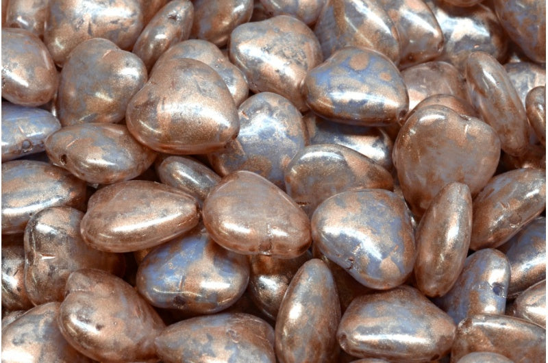 ハートビーズ、R0331 コッパースプラッシュ（R0331-86750）、ガラス、チェコ共和国