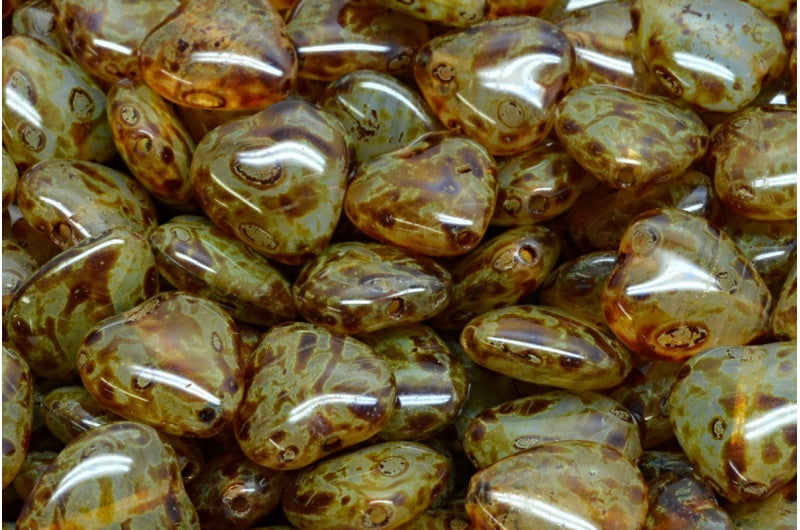OUTLET 10 grams Heart Beads, 12 x 12 mm, R0331 Travertin (R0331-86800), Glass, Czech Republic
