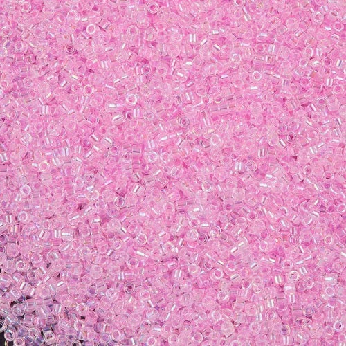 Miyuki DELICA Seed Beads Rocailles, Pink AB lined Crystal (DB0071), Glass, Japan