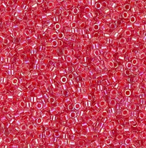 Miyuki DELICA Seed Beads Rocailles, Dark Pink AB lined Crystal (DB0075), Glass, Japan