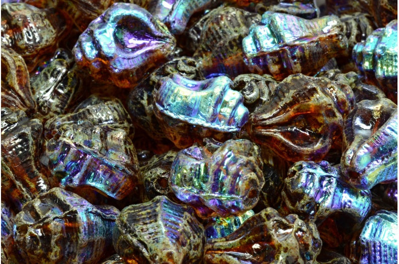 OUTLET 10 grams Murex Shell Beads, 15 x 12 mm, Crystal Travertin Ab (00030-86800-28701), Glass, Czech Republic