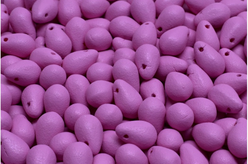 Drop Beads, White Bright Purple Matte (02010-22M12), Glass, Czech Republic