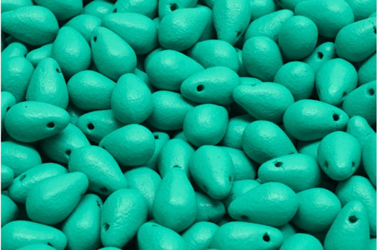 泪珠珠，白色亮绿色哑光（02010-22M17），玻璃，捷克共和国