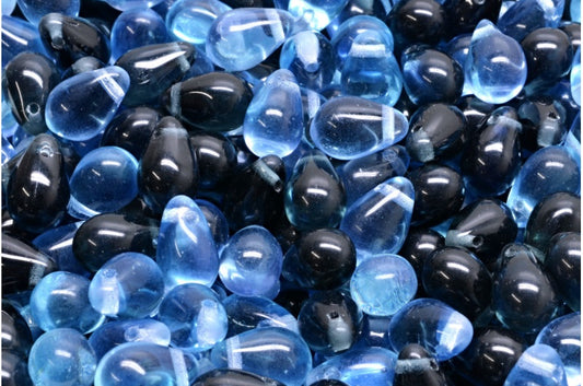 Teardrop Beads, Transparent Dark Blue Transparent Aqua Transparent Light Amethyst (30330-60000-20500), Glass, Czech Republic