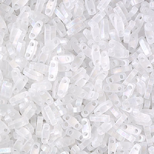 ミユキ ティラ/ハーフティラ/クォーターティラ 2穴ビーズ マット透明クリスタルAB (QTL0131FR) ガラス製 日本製